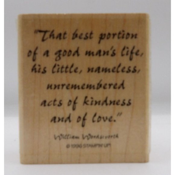 Stamp Wooden William Wordsworth Quote Stampin' Up! ©1996 2 1/2"x2 1/4" - Picture 1 of 4